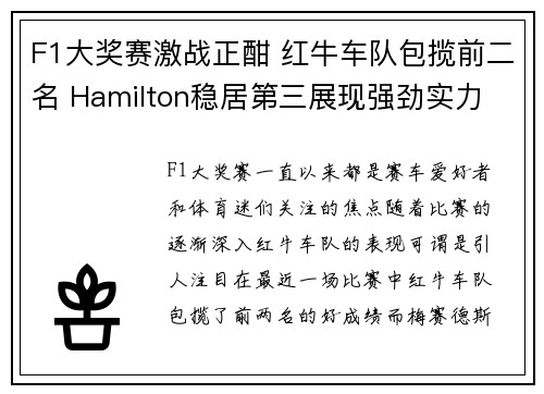 F1大奖赛激战正酣 红牛车队包揽前二名 Hamilton稳居第三展现强劲实力